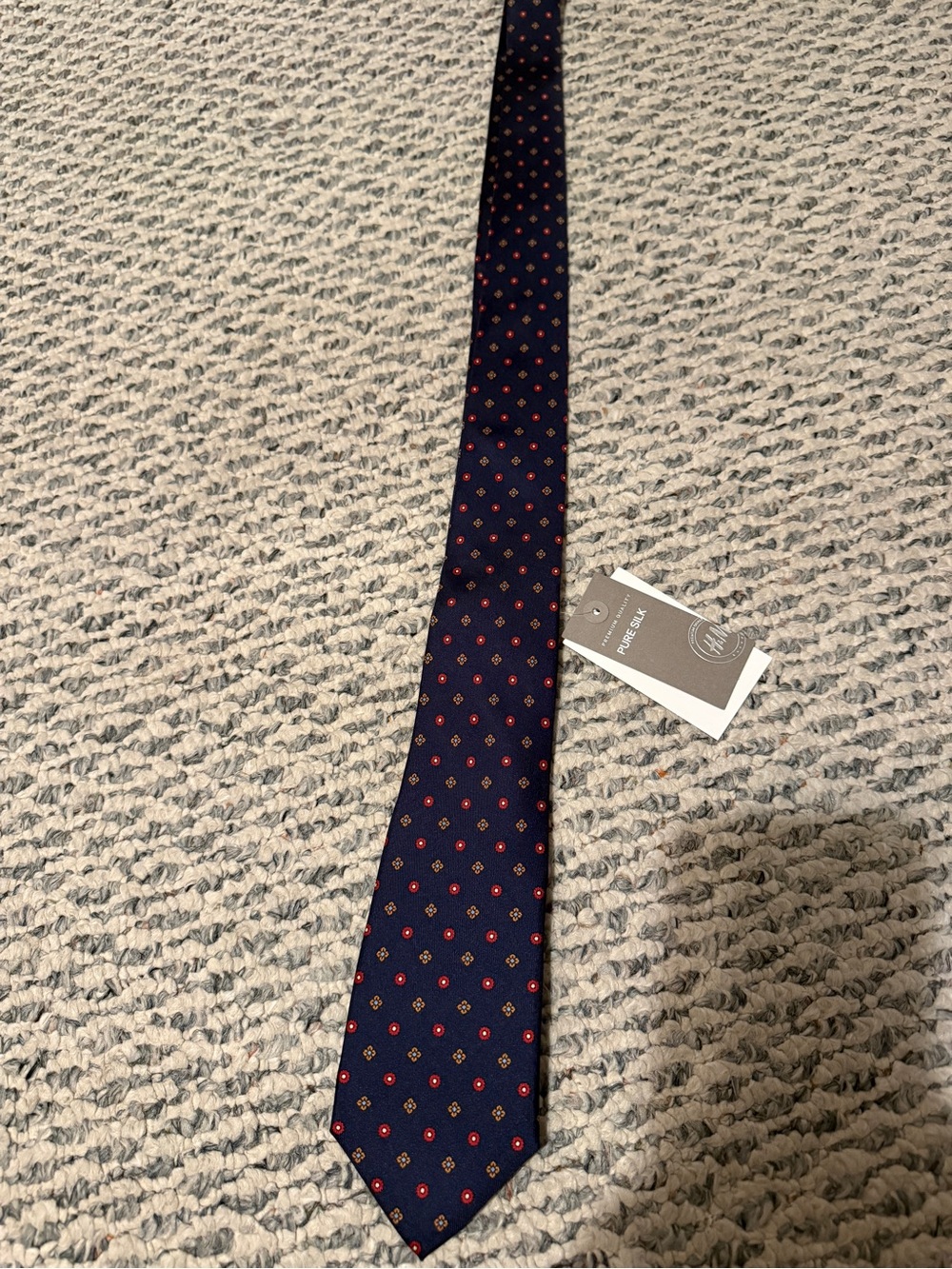H&M Navy Tie with Red Medallion Dots